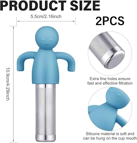 WUSJCOF 2 Pièces Infuseur à Thé, Filtre à Thé en Acier Inoxydable 304 avec Poignées, Design Amusant pour Tasse et Théière, Filtration Efficace, Matériau de Haute Qualité - Nail Gallerys