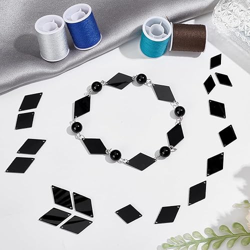 PH Pandahall 300pcs Miroirs à Coudre Strass Noir a Coudre18/20/24mm Losanges Acryliques Noirs Miroirs en Losange pour Robe de Soirée Sac de Fête Vêtement en Tissu et Artisanat - Nail Gallerys