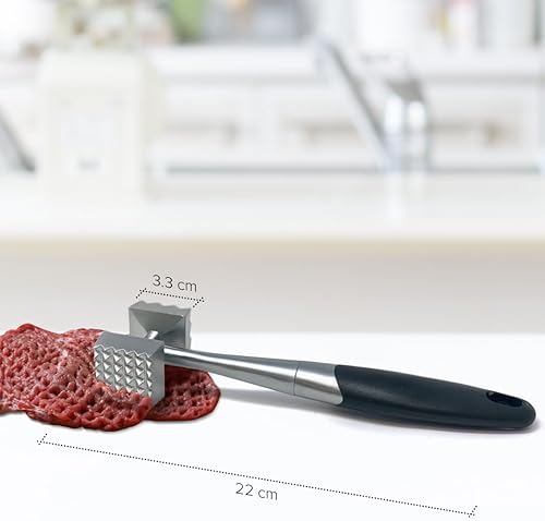 Joeji's Attendrisseur de Viande en métal - Prise en main Durable et Confortable - Double Face - Marteau à Viande idéal pour le boeuf, la volaille, le porc et le poisson - Nail Gallerys