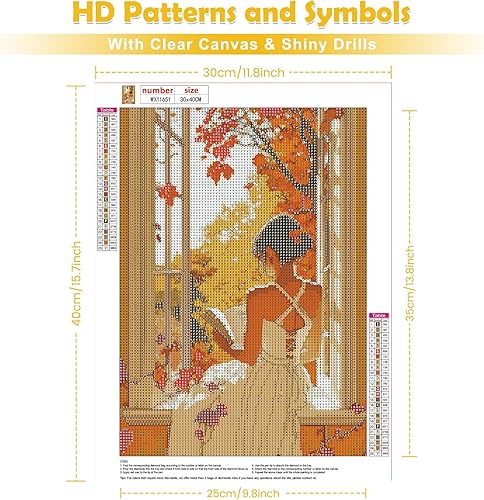 QENSPE Diamond Painting Kit pour Adulte Débutant, Dame 5D Peinture Diamant Ronde Dots Diamant Painting Image, Fenêtre Paysage Cristal Art Set pour Décoration Murale Maison Cadeau 30x40cm - Nail Gallerys