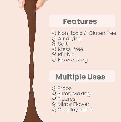 BOHS Argile à modeler marron - doux, moule, séchage à l'air - pour projets scolaires, Cosplay, faux four, matériaux pour Slime - 500 grammes - Nail Gallerys