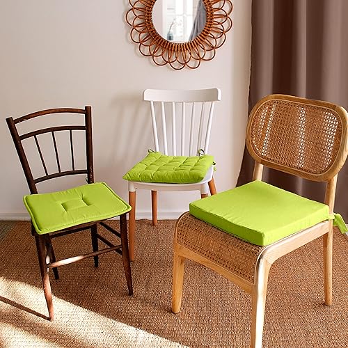 Enjoy Home, Galette de Chaise Plate, Vert Anis, carré 40x40cm, 100% Coton, Attache par Nouettes, Idéal pour Une Assise Confortable, Collection Panama - Nail Gallerys