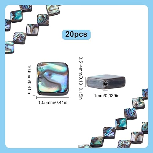 HOBBIESAY 20 pièce de Perles de Coquillage D'Ormeau Naturel Plates et Amples en Forme de Losange pour la Fabrication de Bijoux. Trou : 1 Mm. - Nail Gallerys