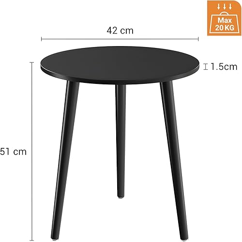 APICIZON Table d'appoint Bout de canapé Ronde, Table de canapé avec Pieds en Bois Massif, Style scandinave, Table d'appoint en Bois pour Salon, Chambre à Coucher, Naturel/Blanc, 42 x 51 cm - Nail Gallerys