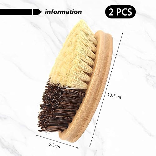SLEEKEE Lot De 2 Brosses De Nettoyage Ovales, Brosse À Manche en Bois, Brosse À Poils Rigides, Brosse De Nettoyage pour Enlever Les Taches De Cuisine, Brosse De Nettoyage pour Fruits Et Légumes - Nail Gallerys