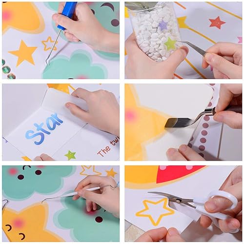 BENECREAT 9PCS Ensembles D'outils de Désherbage en Vinyle, Outils de Ponçage en Acier Inoxydable avec Lettrage, Ciseaux Brucelles Scraper Spatule pour Silhouettes, HTV, Camées et Lettrage - Nail Gallerys