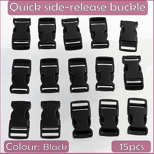 AERZETIX - Boucles clips d'attache réglables à ouverture rapide pour sac à dos - bagages équipement de plein air bandoulière sangle - couleur noir - en plastique - Nail Gallerys