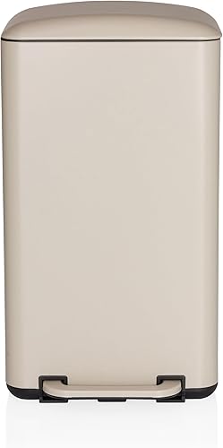 hjh OFFICE Poubelle de Cuisine, 30 litres Clean BEVA Softclose Poubelle en métal, Poubelle à pédale avec Seau intérieur, Beige - Nail Gallerys