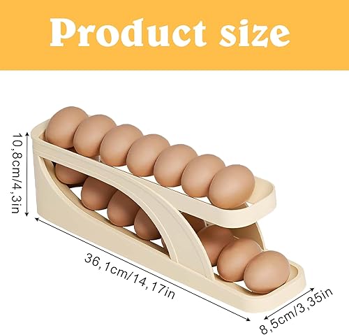 2 Pcs Distributeur D'œufs pour Réfrigérateur, Double Couche Distributeur Oeuf, Bac à œufs à Roulement Automatique, Peu Encombrant Roulant Rangement Oeuf, Peut Contenir 15 Gros œufs - Nail Gallerys