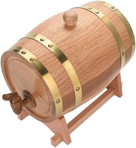 Ejoyous Baril de vin en chêne 3L, Distributeur de Baril de vin en Bois de chêne Vintage avec Support en Bois pour Whisky Bourbon Tequila - Nail Gallerys