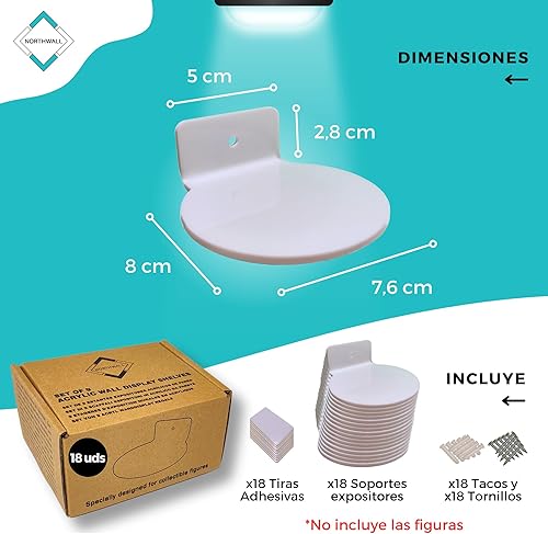 NORTHWALL Set x9 Étagères Flottantes pour Funko Pop - Support pour Funko Pop en Acrylique Blanc - Présentoir pour Funko Pop de 8x7,6cm - Étagère pour Funko Pop - Nail Gallerys