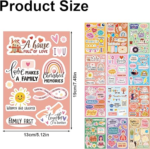 Tinoaly 12pcs Autocollants de Scrapbooking Familiaux, Papier pour Embellir Albums Photos des Souvenirs des Moments Précieux Tableaux de Vision Décorations Fête - Nail Gallerys