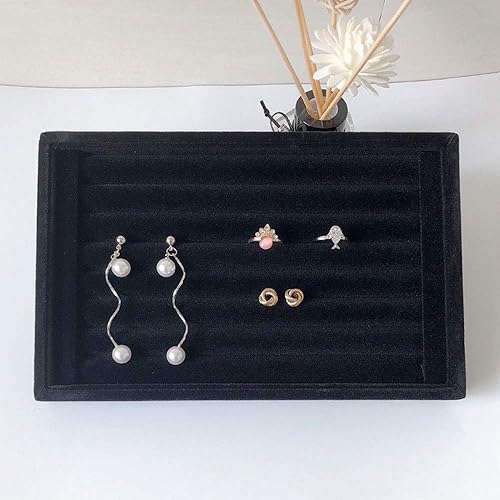 KKTICK 2 PCS Bijoux Plateau d'Affichage, Boîte à Bagues en Velours de Glace, Boucle d'Oreille Boîte de Rangement, Bracelets Titulaire de Stockage, Cufflink Storage Organisateur (Gris et Noir) - Nail Gallerys