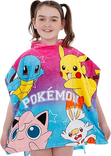 Pokémon Serviette Poncho Enfants Bleu Taille Unique - Nail Gallerys