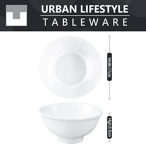 Urban Lifestyle Lot de 4 bols pour collations, desserts en porcelaine, blanc, riz, petits bols à céréales, bols à soupe, bols à dessert, salade, soupes, fruits, 4 pièces en porcelaine, crème - Nail Gallerys