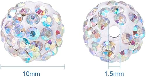 nbeads 100 Pcs Mixte Couleur Pave Disco Ball Perles, 10mm Clay Strass Cristal Shamballa Perles pour la Fabrication de Bijoux de Bricolage - Nail Gallerys