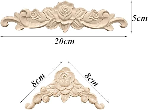 Vasemele Bois Sculpté Applique Non Peint 6 Pièces Floral Bois Sculpte Decal Coin Applique Vintage Bois Sculpté en Coin Applique en Bois de Chêne Sculpté Décalque Bois Applique Meubles Style Européen - Nail Gallerys