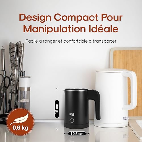 LEBENLANG Bouilloire Électrique en Acier Inoxydable - 0,5L & 600W & Sans BPA I Petit I Mini Bouilloire Electrique Inox Bouilloires Électriques Bouilloire Bouilloir Boulloire Mini Bouilloire de Voyage - Nail Gallerys