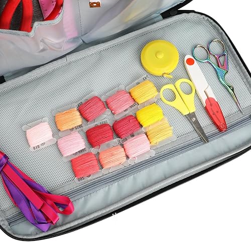 QIUPFGUT Sac Universel pour Machine à Coudre, Sac de Rangement, avec Compartiments de Rangement pour Couture et bandoulière(Pourpre) - Nail Gallerys