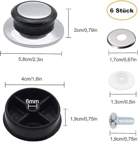 Boutons De Couvercle De Pot, Poignées De Couvercles De Casseroles, Boutons De Remplacement Universels, 6 pcs, Pour Couvercles De Casseroles/Marmites/Casseroles à Sauce - Nail Gallerys