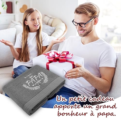 Hapculon Papa Serviette de Toilette Brodée Grandes Serviettes de Bain Cadeau de Fête des Pères Idee Cadeau Papa Anniversaire Papa Cadeau d'anniversaire Serviettes de Douche 50 x 100 cm - Nail Gallerys