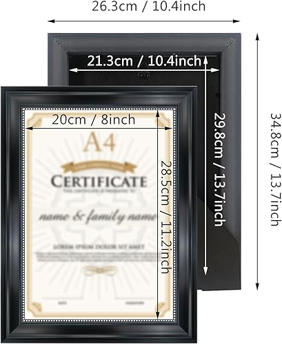 GraduatePro Cadre Diplome A4 Cadres à Documents Verre sous à Accrocher Decoratif Universitaire Crochets de Montage points argentés - Nail Gallerys