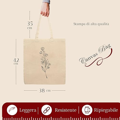 CLAMATO Sac en toile 38 x 42 cm - Shopper en tissu - Sacs à provisions - Sac fourre-tout toile en coton écologique 130 g/m2 résistant - Nail Gallerys