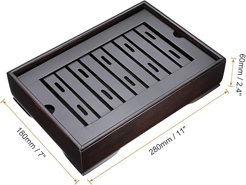 sourcing map Plateau à thé chinois en bambou Gong Fu 35,1 cm Plateau à thé classique en bambou Table à thé vintage avec boîte de rangement d'eau pour boire du thé Marron - Nail Gallerys