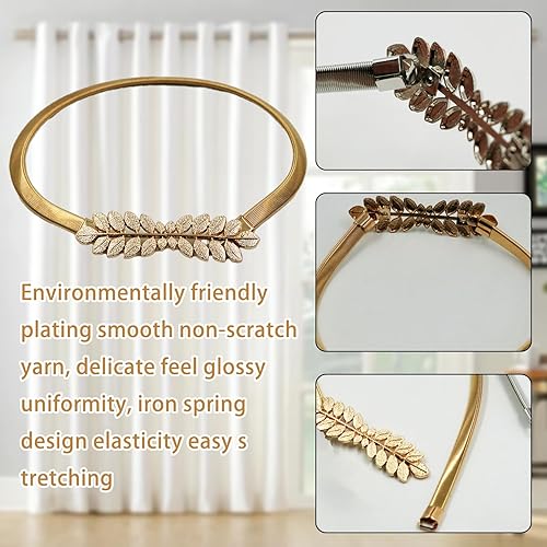 Lot de 2 embrasses de rideaux réglables, motif feuilles de blé dorées, sans perçage, sangles de rideaux en métal pour décoration de fenêtre de maison, chambre à coucher - Nail Gallerys