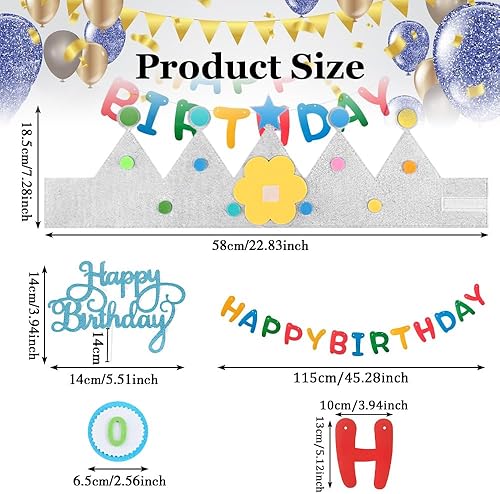 QINERSAW Chapeau d'Anniversaire Enfant Couronne d'Anniversaire pour Enfants Tissu de Couronne d'Anniversaire Chapeau Anniversaire Enfant avec Chiffres de 0 à 9 pour Anniversaire d'Enfant - Nail Gallerys