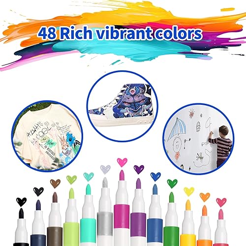 wenrescry Lot de 60 marqueurs acryliques permanents résistants à l'eau - Couleurs vives et pointe fine - Idéal pour peinture sur pierre, toile, bois, verre et projets de bricolage multi-surfaces - Nail Gallerys
