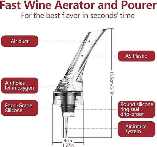 AUROAY Bec Verseur Aérateur de Vin avec Coupe-Capsule et Bouchon à Vin sous Vide, Decanteur Aérateur à Vin 3 en 1 pour Vins Rouge et Blanc pour Les Amateurs de Vin - Nail Gallerys