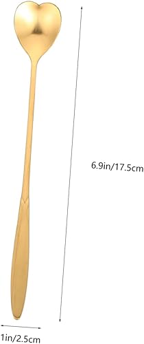 GLEAVI 12 Pièces Cuillère en forme de coeur plaquée or longue cuillère à café cuillère à poignée longue cuillère en plaqué or pour Acier inoxydable Golden - Nail Gallerys