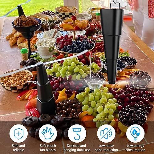 GJV Lot de 2 ventilateurs de table portables avec lames holographiques, pour pique-nique, barbecue, restaurant, fête, maison - Nail Gallerys