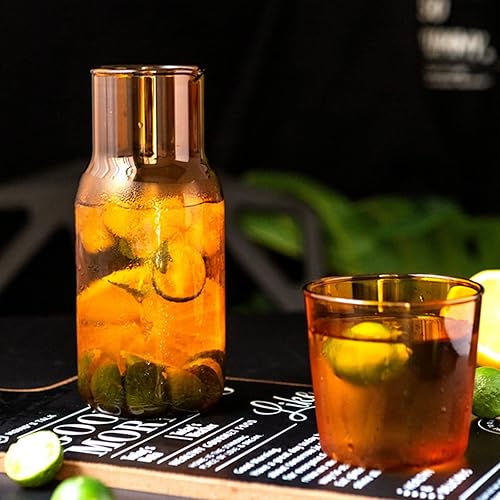 KAYKAI Pichet à eau en verre de 500 ml avec couvercle, carafe à eau de chevet et ensemble en verre, carafe à thé glacé, carafe à eau en verre avec gobelet pour salon, chambre à coucher, bleu - Nail Gallerys