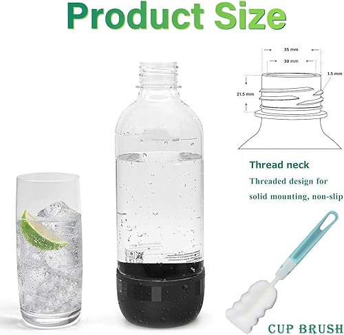 Soda Bouteilles, Lot de 3 Bouteilles de Soda Maker de 1L, Bouteille de Boisson Gazeuse de Rechange en PET Réutilisables, Bouteilles pour Machine à Soda sans BPA - Nail Gallerys