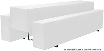 Brandsseller Lot de 3 housses pour bancs 1 table env. 220 x 50 cm et 2 bancs env. 220 x 25 cm Blanc - Nail Gallerys