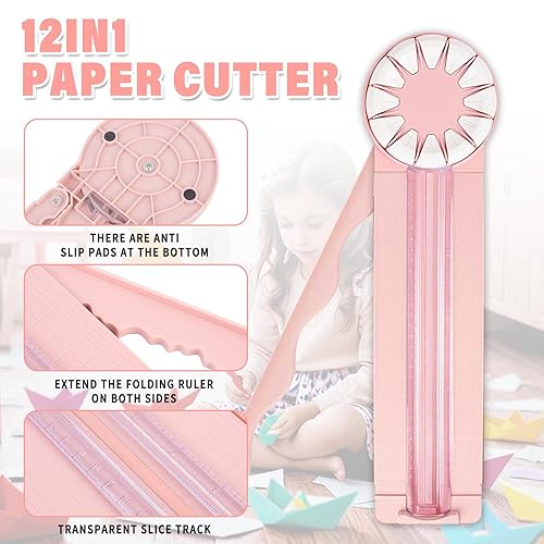 Machine de découpe de papier multifonctionnelle 12 en 1 : coupe-papier A4/A3, coupe-carton - pour l'artisanat, l'emballage cadeau, le carton et le vinyle (Rose) - Nail Gallerys