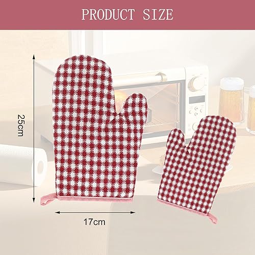 1 paire de gants de cuisine à carreaux roses, gants de cuisine en coton résistant à la chaleur et gants de cuisine antidérapants en coton rembourré, utilisés pour la cuisine et la cuisson. - Nail Gallerys