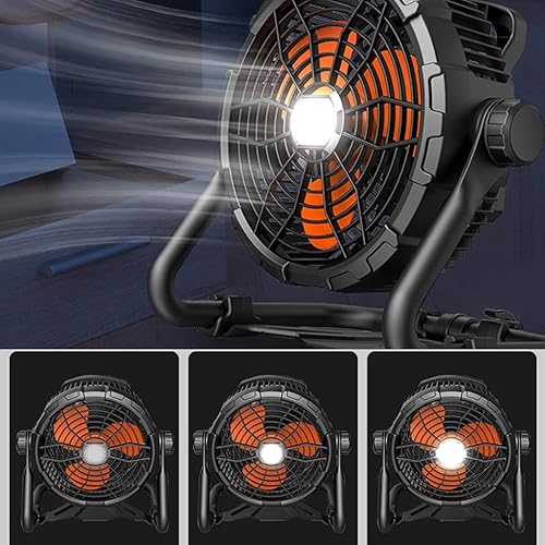 Ventilateur de table rotatif à batterie USB multifonction, ventilateur industriel alimenté par piles rechargeables avec lampe de table - Nail Gallerys