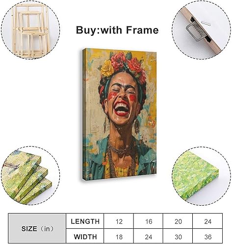 VBQHIR Frida Kahlo Poster vintage sur toile pour décoration de chambre à coucher Cadeau 60 x 90 cm - Nail Gallerys