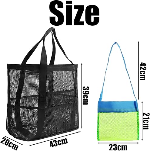 YSJCHEBS 1 Sac De Rangement Pour Jouets Et 1 Sac De Transport Pour Enfants, Sac De Rangement De Grande Capacité, Sac De Rangement En Maille, Sac De Rangement De Plage - Nail Gallerys