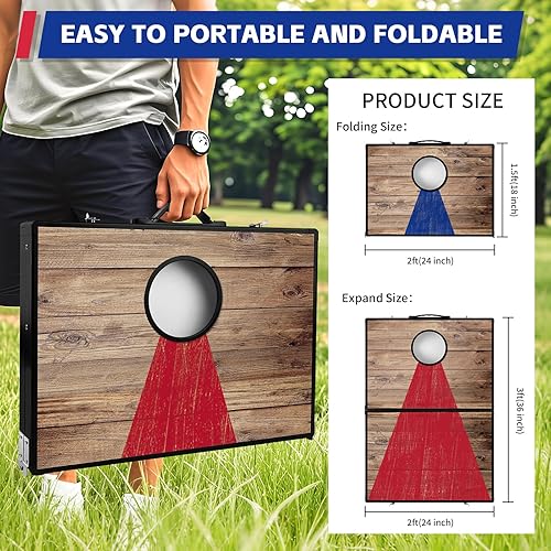 NZQXJXZ 90 x 30 cm Jeu de Cornhole Pliable pour Adultes et Enfants, Corn Hole Portable en Alliage d'Aluminium avec 8 Poufs et Un Sac de Transport, Idéal pour Intérieur, Extérieur, Plage, Camping - Nail Gallerys