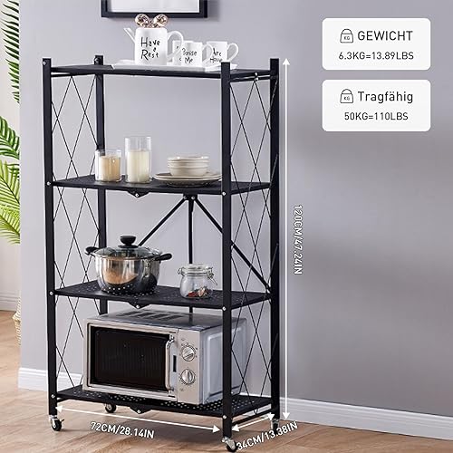 Vichirskit Étagère Rangement Verticale Pliante 4 Étagères - 72 x 34 x 120 cm - Ouverture Intégrée sans Montage ，Grande Capacité - Organisateur de Stockage Multifonction pour Maison/Bureau - Nail Gallerys