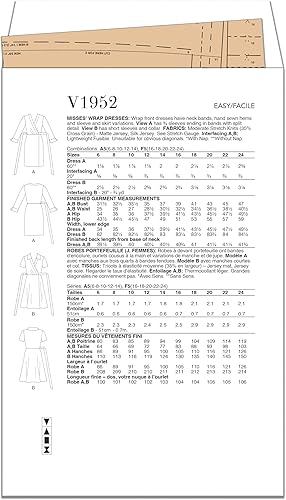 Vogue V1952A5 Robe portefeuille pour femme A5 (34-36-38-40-42) - Nail Gallerys