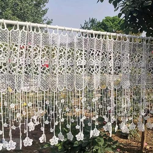 Rideau de café,Shabby Chic Rideau en Dentelle pour la Cuisine, la Chambre et la Salle de Bain,Rideau décoratif Vintage au Crochet, Beau Motif Creux (Color : White, Size : WxH 120x60cm/47x24inch) - Nail Gallerys