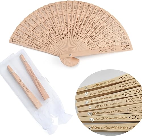 Ter 100pcs Personnaliser Les faveurs de Mariage de Ventilateur de Main en Bois pour Les Cadeaux de fête d'invité Ventilateur Pliant personnalisé (A,20 PCS) - Nail Gallerys