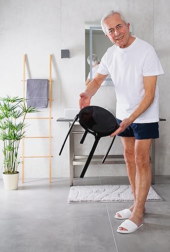 Ridder A1050110 Promo Tabouret de Salle de Bain Rond Noir 30,0 x 46,0 x 30,0 cm - Nail Gallerys