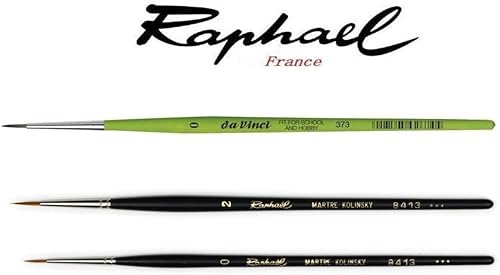Raphael Pinceau Series 8413,martre kolinsky Extra Pointe Longue Fine,Set 2pcs,Taille 0 2 et 373 - Nail Gallerys