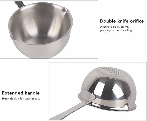 Mini Casserole, 300ML 10.8cm/4.3in Chauffe Beurre Pot à lait et Café avec Double Bec Verseur et Poignée, Fondue de Chocolat de Beurre Casserole en Acier Inoxydable pour Plaques de Cuisson à Induction - Nail Gallerys